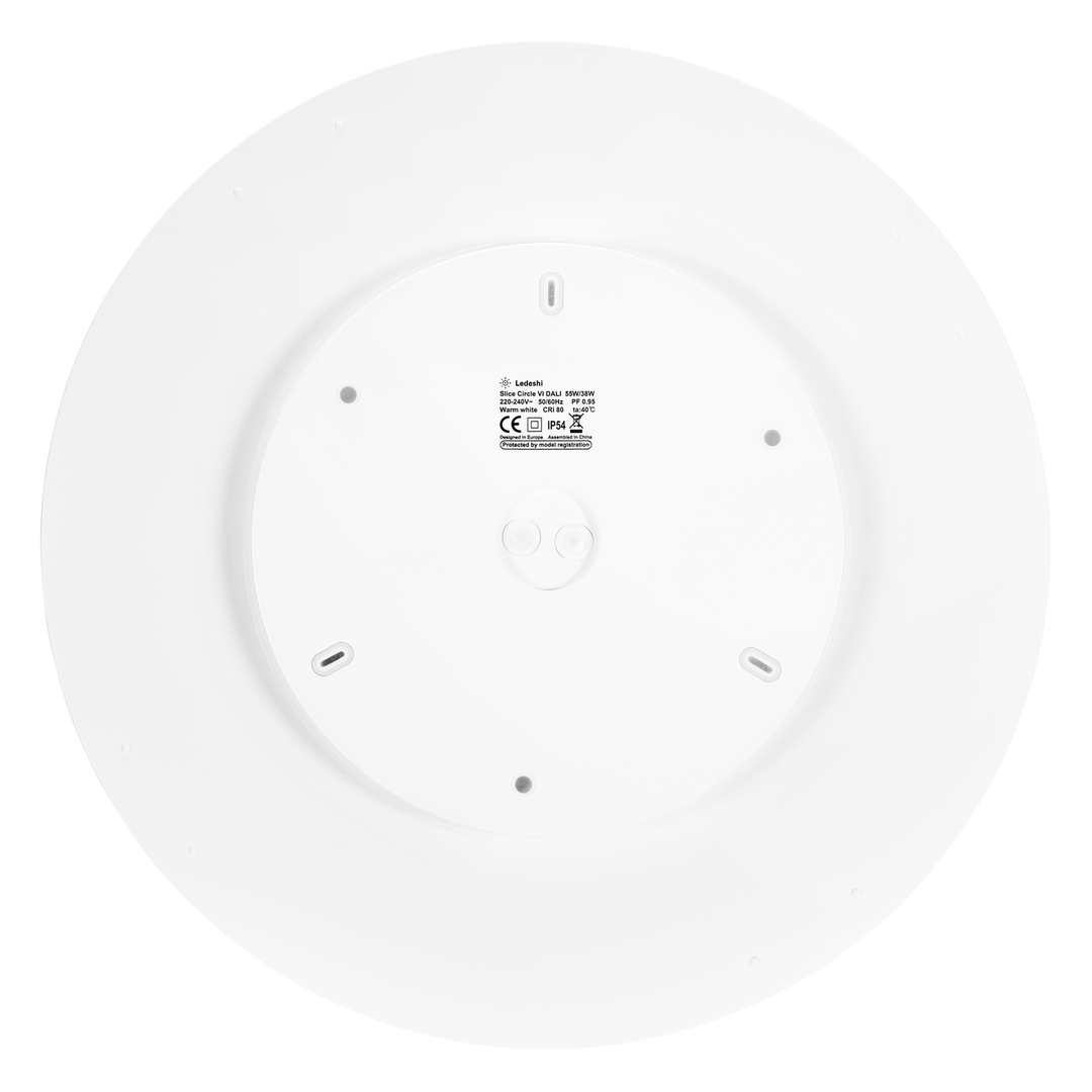 Anbauleuchte LED SLICE CIRCLE VI weiss, 38/55W, 3000/4000K, IP54, DALI / Push