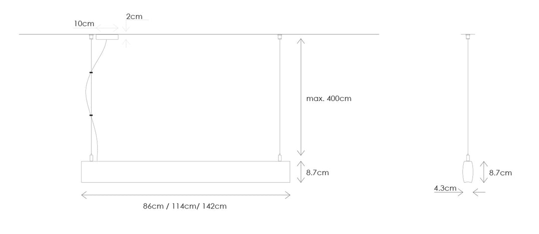 Neolight Leuchte Kiku grau lackiertes Profil - 86cm - on/off - 2700K - 23.5W - 4065lm