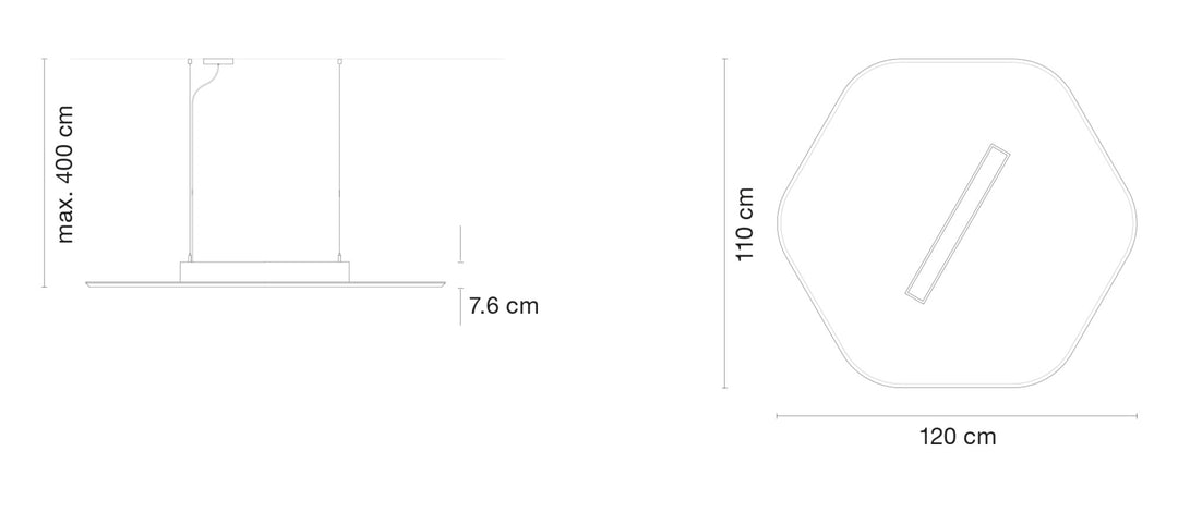 Neolight Leuchte Sisa schwarz lackiertes Profil mit hellgrauem Pet-Body - ø120cm - on/off - 2700K - 33.8W - 5165lm