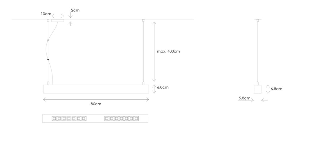 Neolight Leuchte Gambia mit Profil weiss lackiert - 86cm - on/off - 3000K - 19.8W - 2960lm