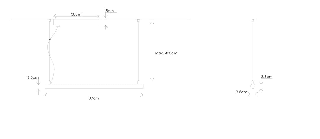 Neolight Leuchte Moa Profil aus mattiertem Methacrylat - 87cm - on/off - 3000K - 12.7W - 1604lm