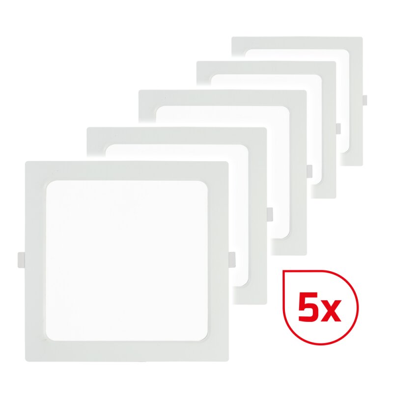 DOTLUX LED-Einbaupanel SQUAREeco IP20 16W 4000K 175x175mm Set 5 Stück