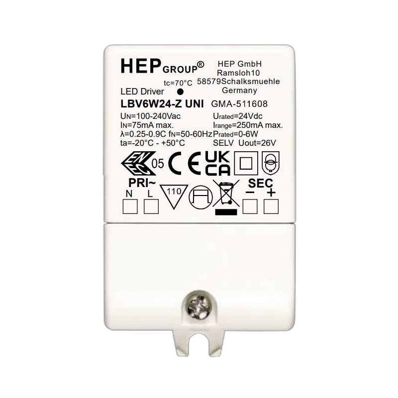 LED-Netzteil CC 6W 250mA 24V