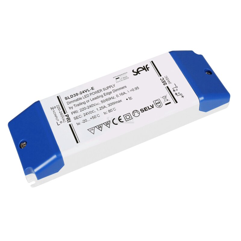 LED-Netzteil CV 24V DC 0-30W 0-1,25A dimmbar Phasenan/abschnitt IP20