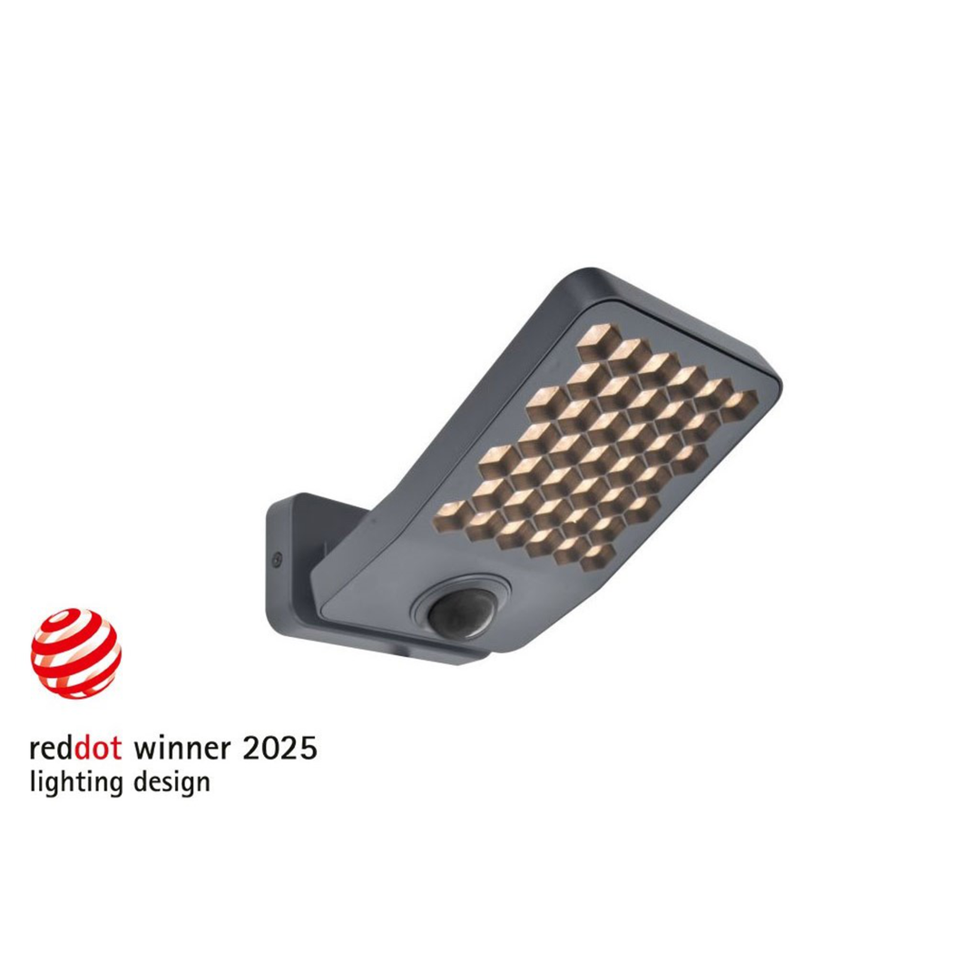 LITEN ATLANTIS LED-Wandleuchte anthrazit, IP54, mit Bewegungsmelder