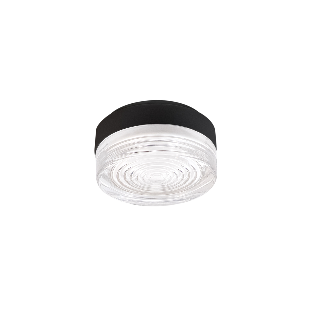 LITEN LUNEO LED-Deckenleuchte Glas gerillt, schwarz, IP65
