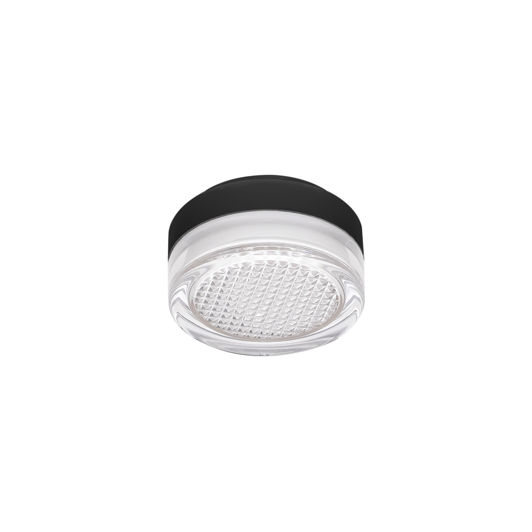 LITEN LUNEO LED-Deckenleuchte Glas riffel, schwarz, IP65
