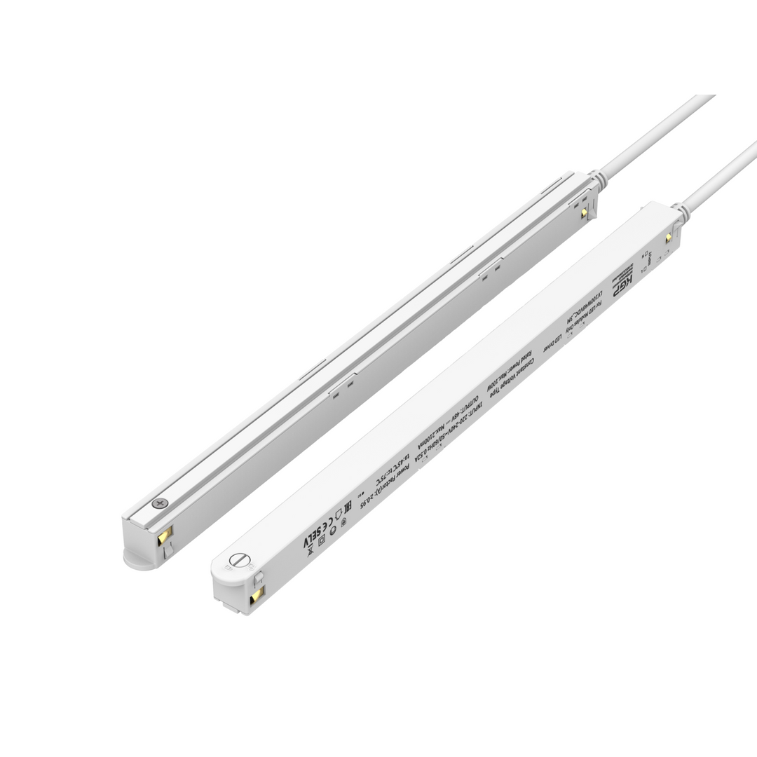LITEN MODULINE LED-Konverter 48Vdc 100 W flach weiss, in Schiene verbaut