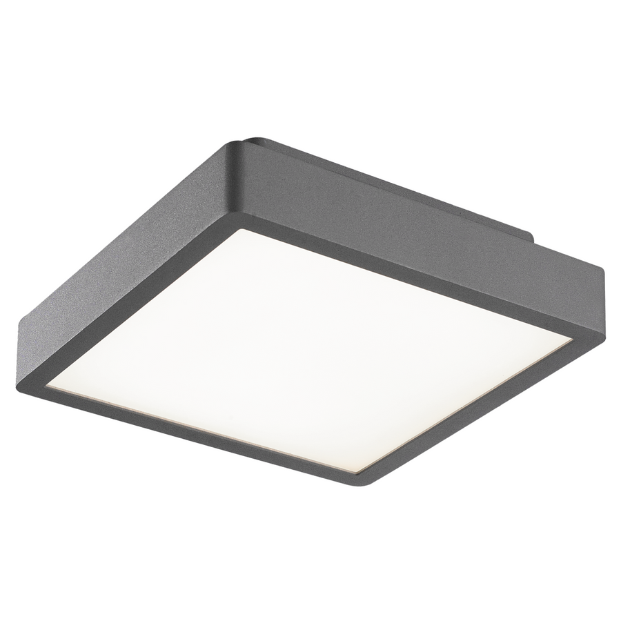 LITEN RIVA LED-Deckenleuchte eckig 236 × 236 mm anthrazit, IP65