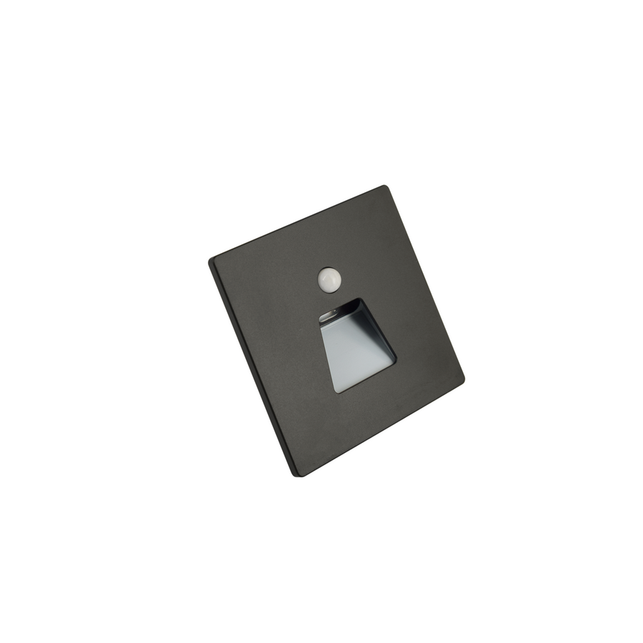 LITEN STEP LED-Wandeinbauleuchte breitstrahlend schwarz, IP65, mit Bewegungsmelder