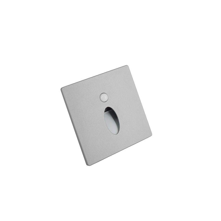 LITEN STEP LED-Wandeinbauleuchte engstrahlend silber, IP65, mit Bewegungsmelder