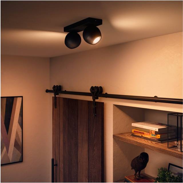 Philips Hue White Ambiance Buckram Doppelspot - schwarz