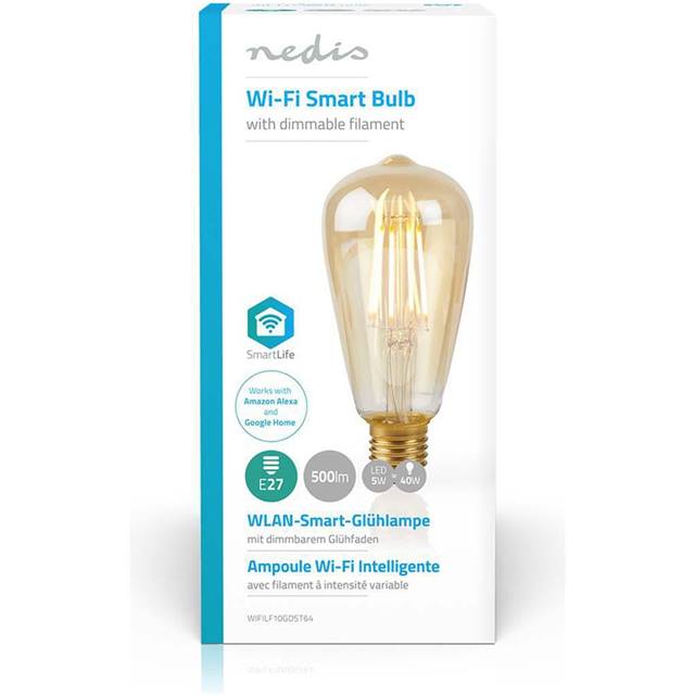 Nedis WLAN Smart LED, Filament, 5W, E27, ST64, klar, 4-Pack