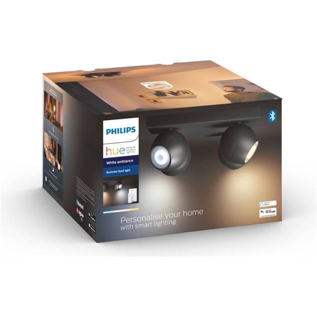 Philips Hue White Ambiance Buckram Viererspot - schwarz