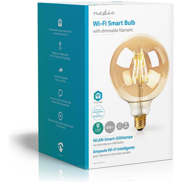 Nedis WLAN Smart LED, Filament, 5W, E27, Globe, klar