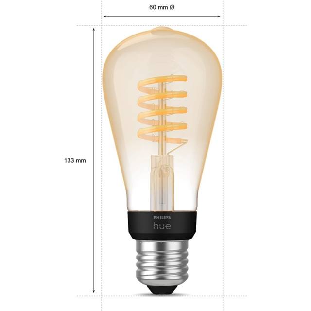 Philips Hue White Ambiance Filament, 7W, E27, ST64, klar