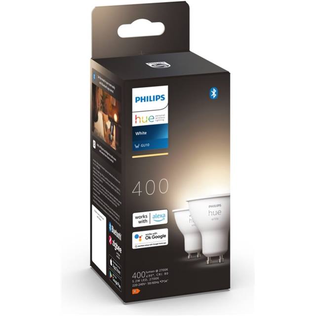 Philips Hue White, 5.2W, GU10, Spot, matt - 2-Pack