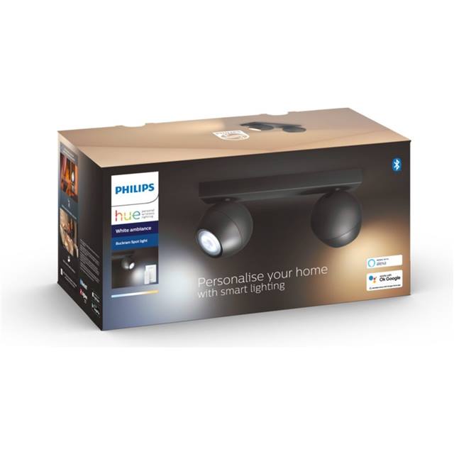 Philips Hue White Ambiance Buckram Doppelspot - schwarz