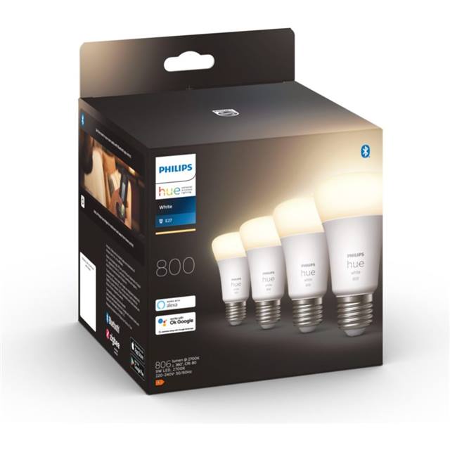 Philips Hue White, 9W, E27, Bulb, opal - 4-Pack