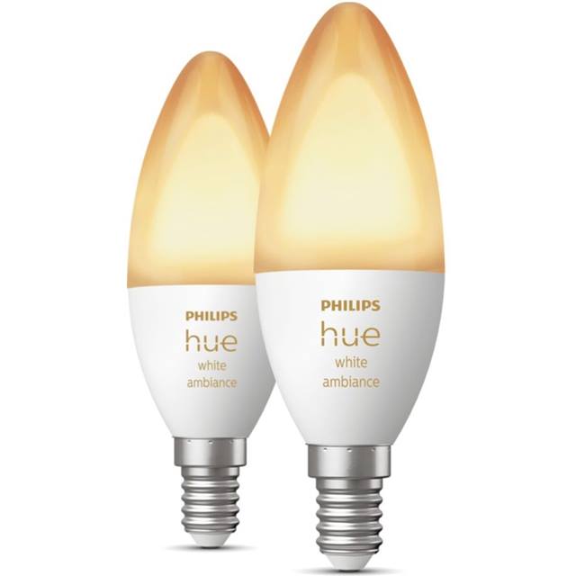 Philips Hue White Ambiance, 5.2W, E14, Candle, opal - 2-Pack