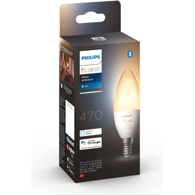 Philips Hue White Ambiance, 5.2W, E14, Candle, opal