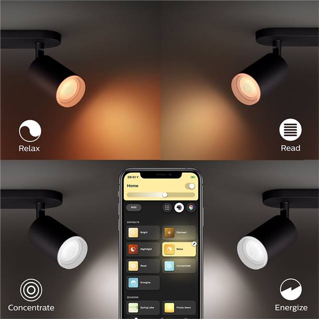 Philips Hue Fugato, 4er-Spot - schwarz