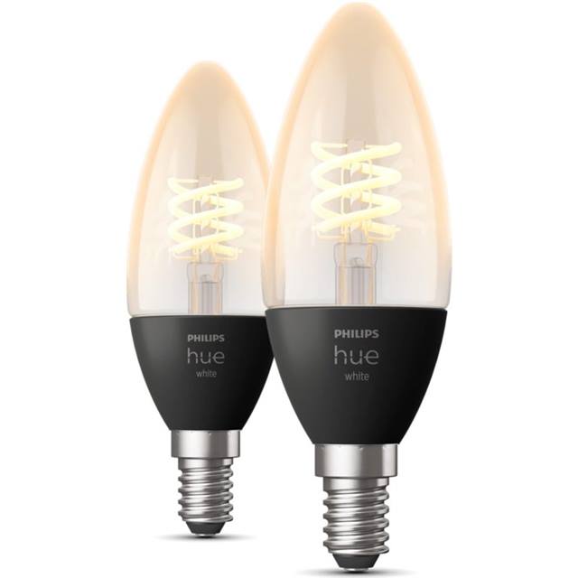 Philips Hue White Filament, 4.5W, E14, Candle, klar - 2-Pack