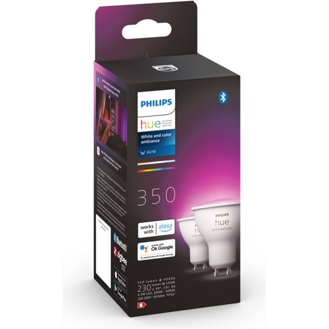 Philips Hue White & Color Ambiance, 4.3W, GU10, Spot, matt - 2-Pack