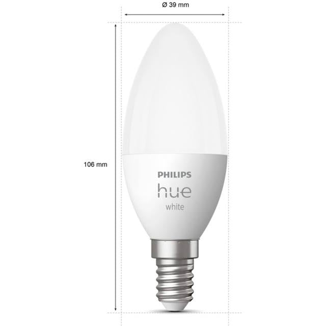 Philips Hue White, 5.5W, E14, Candle, opal