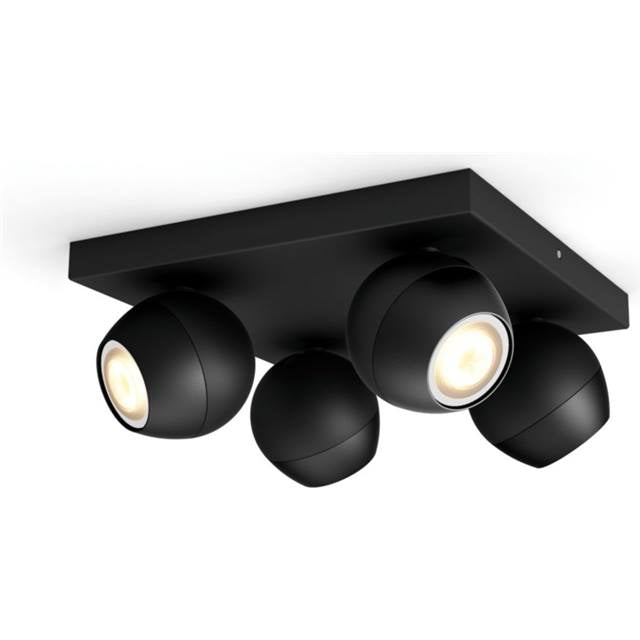 Philips Hue White Ambiance Buckram Viererspot - schwarz