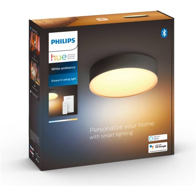 Philips Hue White Ambiance Enrave, kleine Deckenleuchte - schwarz