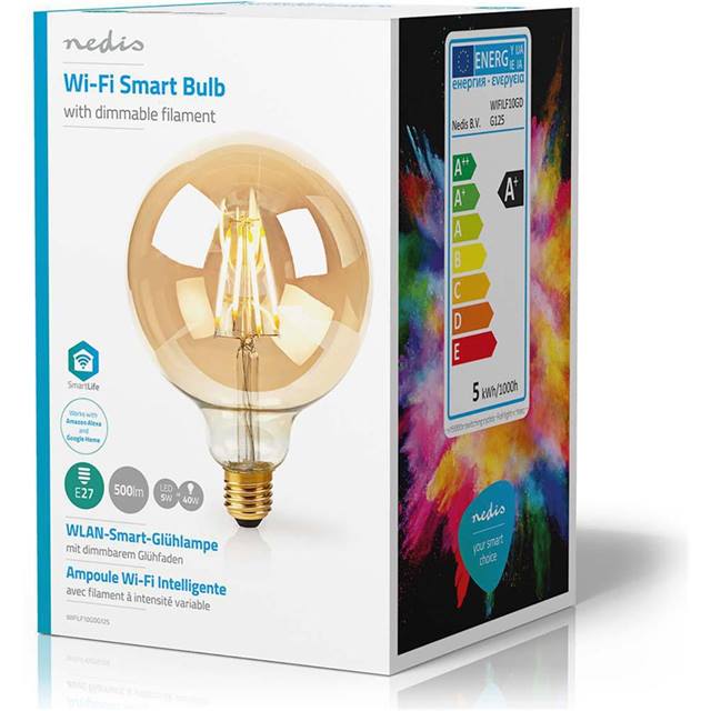 Nedis WLAN Smart LED, Filament, 5W, E27, Globe, klar