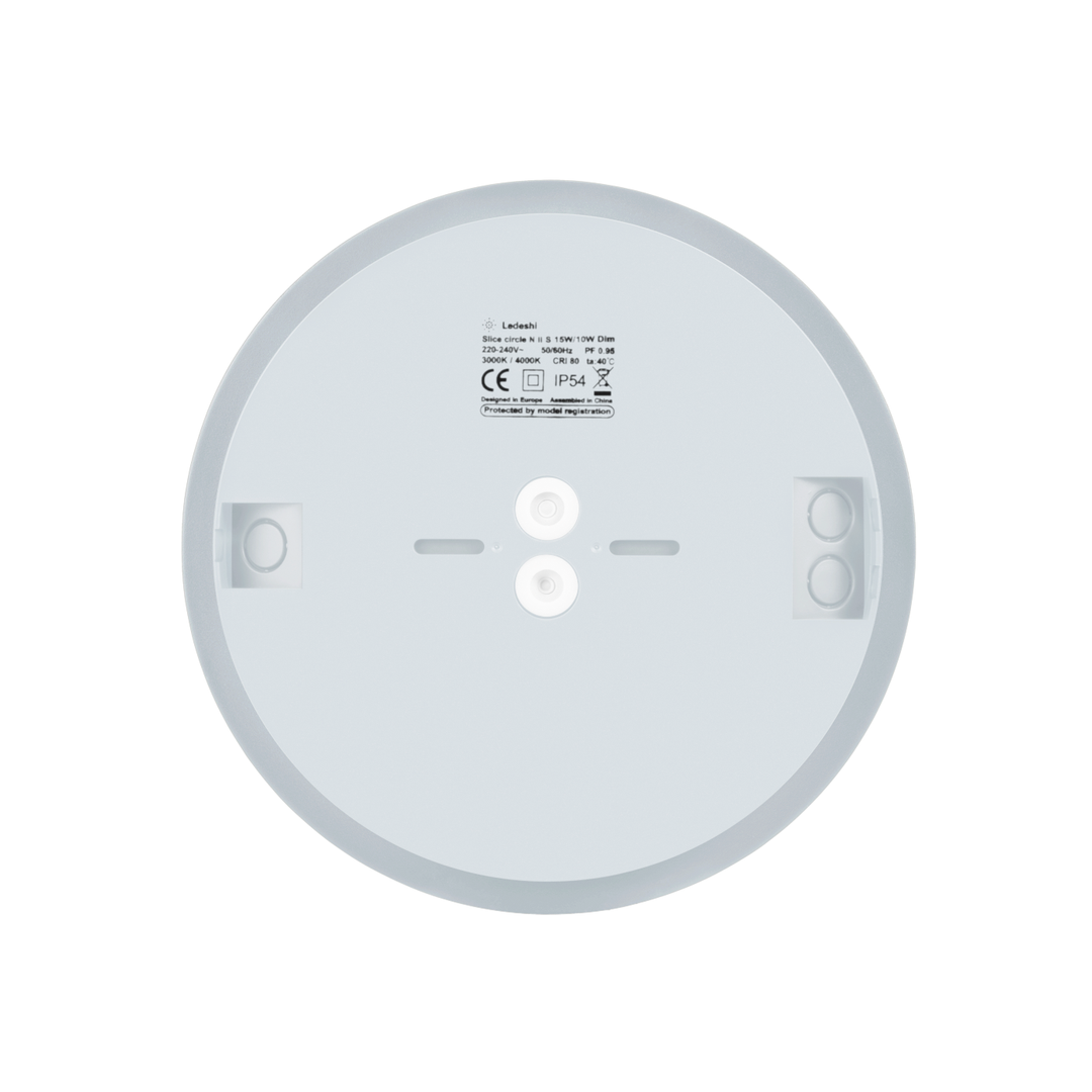 Anbauleuchte LED SLICE CIRCLE N II silber, 10/15W, 3000/4000K, IP54, Phase