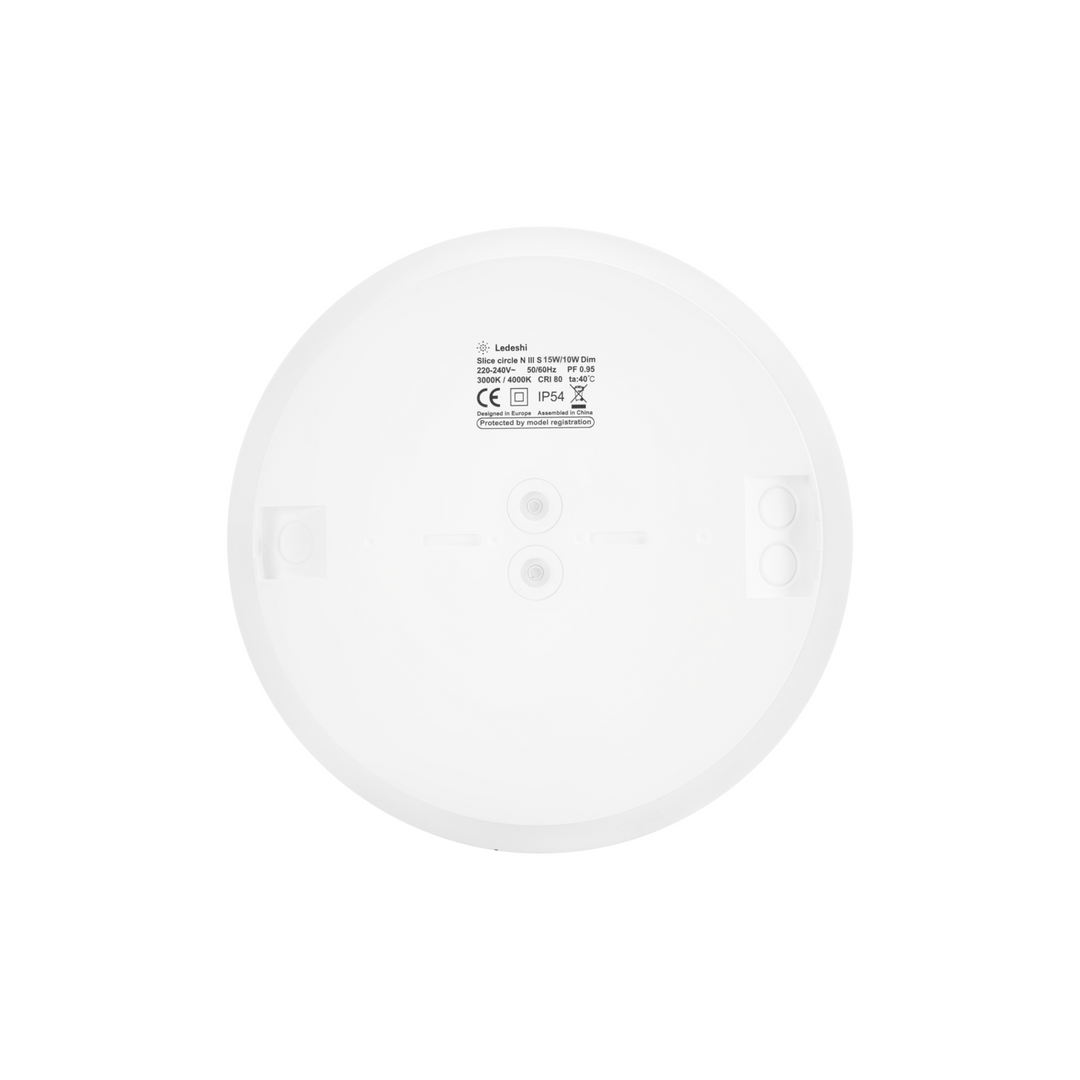 Anbauleuchte LED SLICE CIRCLE N II weiss, 10/15W, 3000/4000K, IP54, Phase