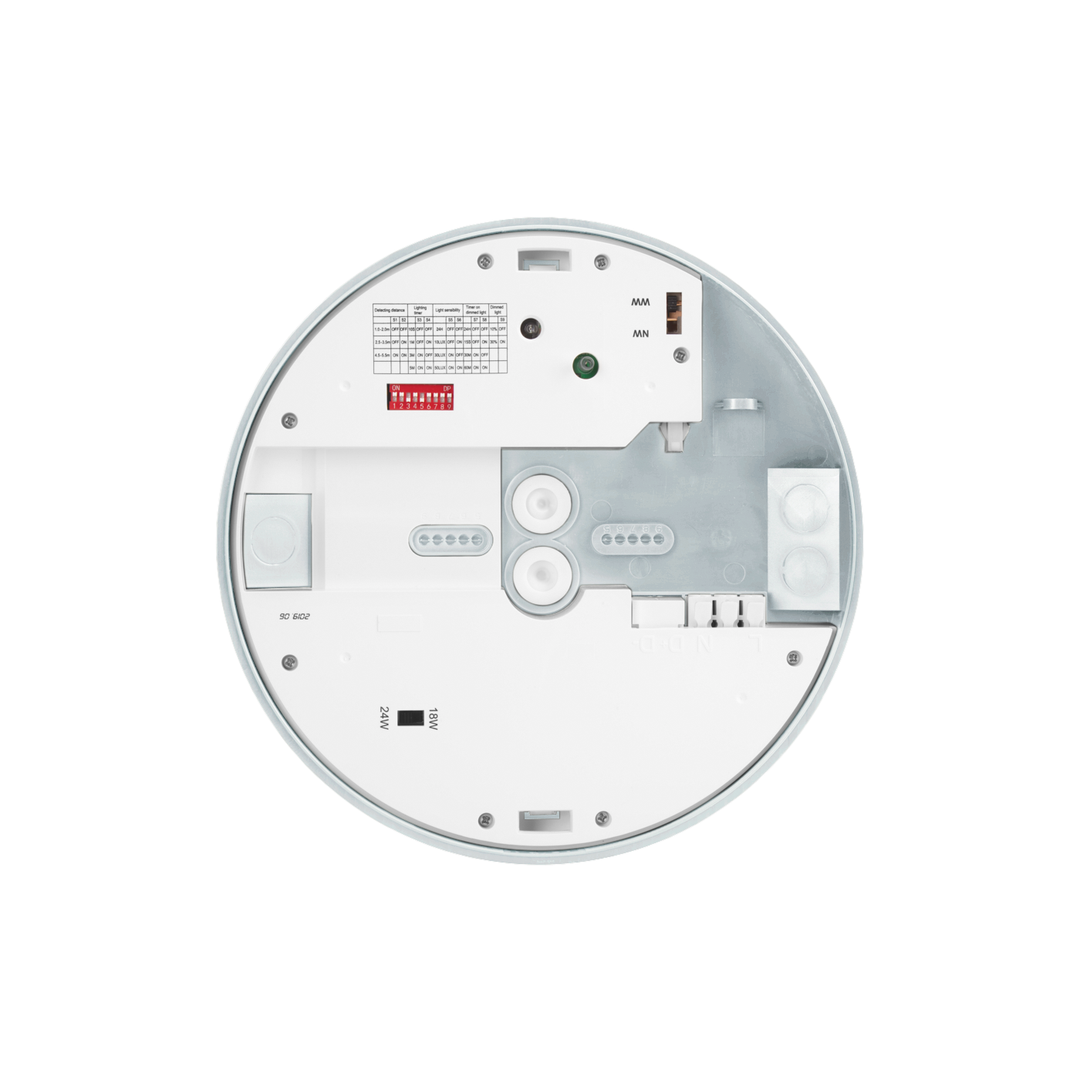 Anbauleuchte LED SLICE CIRCLE N III silber, 18/24W, 3000/4000K, IP54, HF Sensor