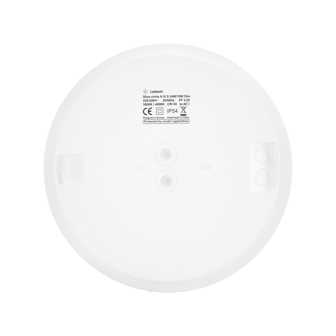 Anbauleuchte LED SLICE CIRCLE N III weiss, 18/24W, 3000/4000K, IP54, HF Sensor