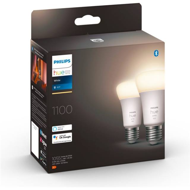 Philips Hue White, 9.5W, E27, Bulb, opal - 2-Pack