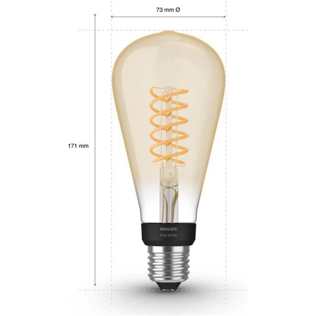 Philips Hue White Filament, 7W, E27, ST72, klar