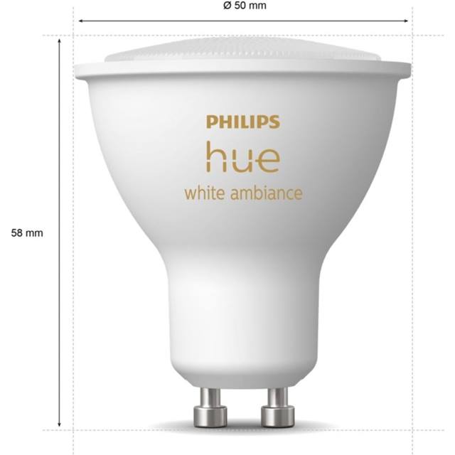 Philips Hue White Ambiance, 4.3W, GU10, Spot, matt - 3-Pack