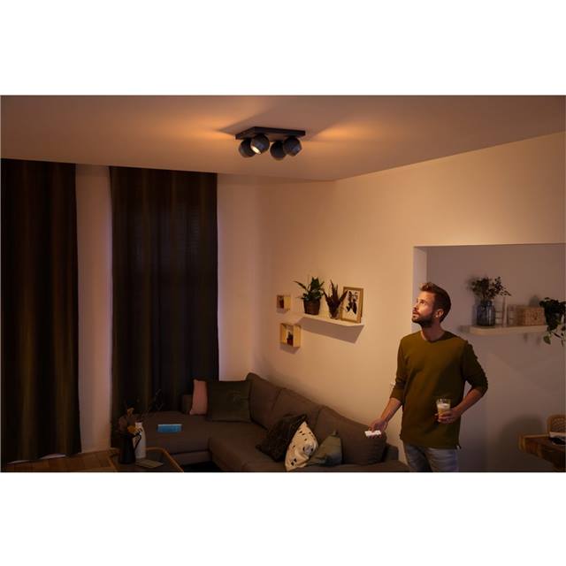 Philips Hue White Ambiance Buckram Viererspot - schwarz