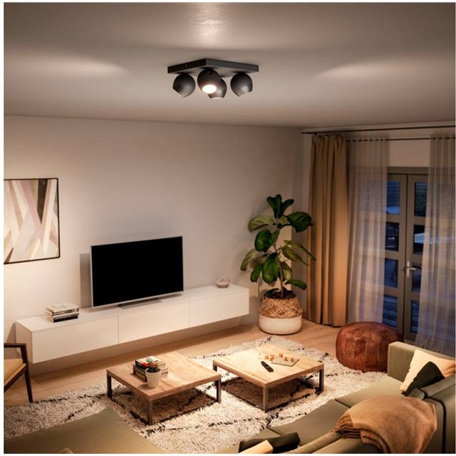 Philips Hue White Ambiance Buckram Viererspot - schwarz